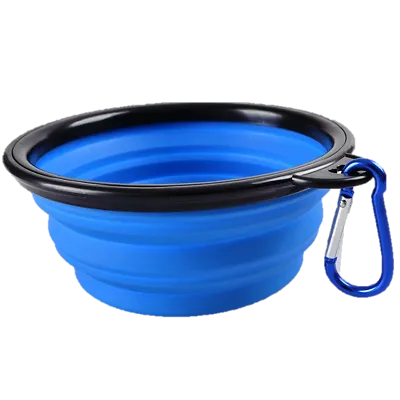 2 Collapsible Travel Dog Food Water Bowls BPA Lead Free Carbiners Red Blue Green
