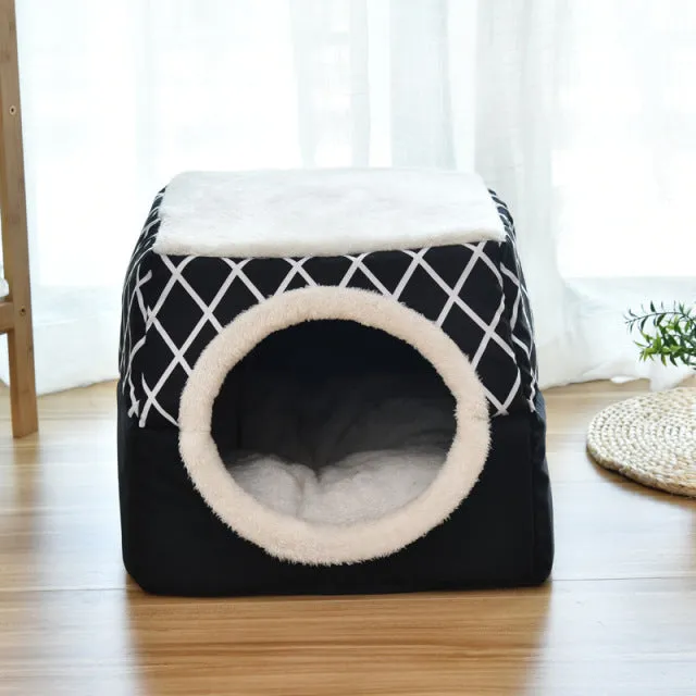 2 In 1 Cat Tent Cave Bed Soft Indoor