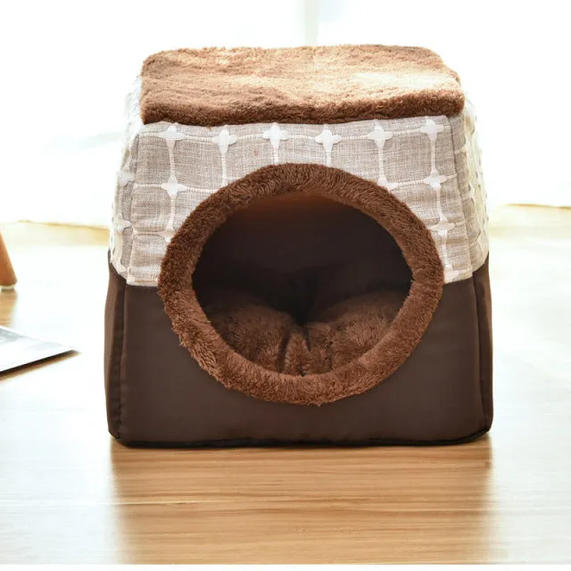 2 In 1 Cat Tent Cave Bed Soft Indoor
