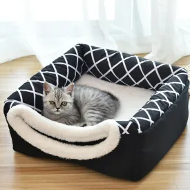 2 In 1 Cat Tent Cave Bed Soft Indoor