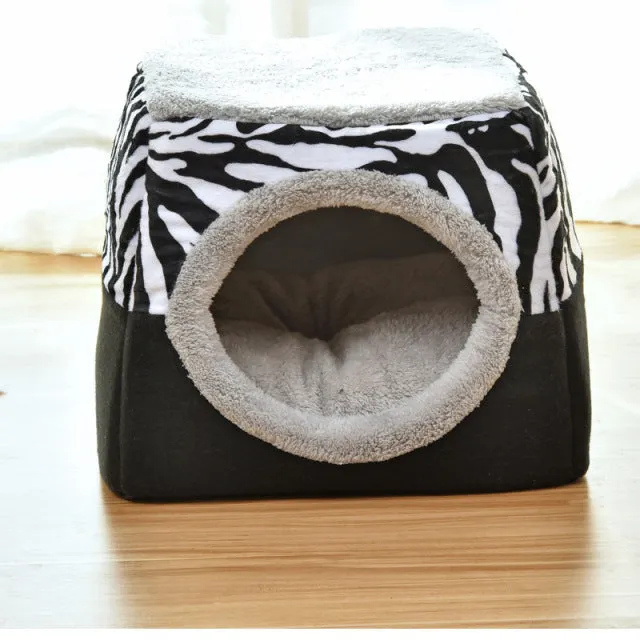 2 In 1 Cat Tent Cave Bed Soft Indoor