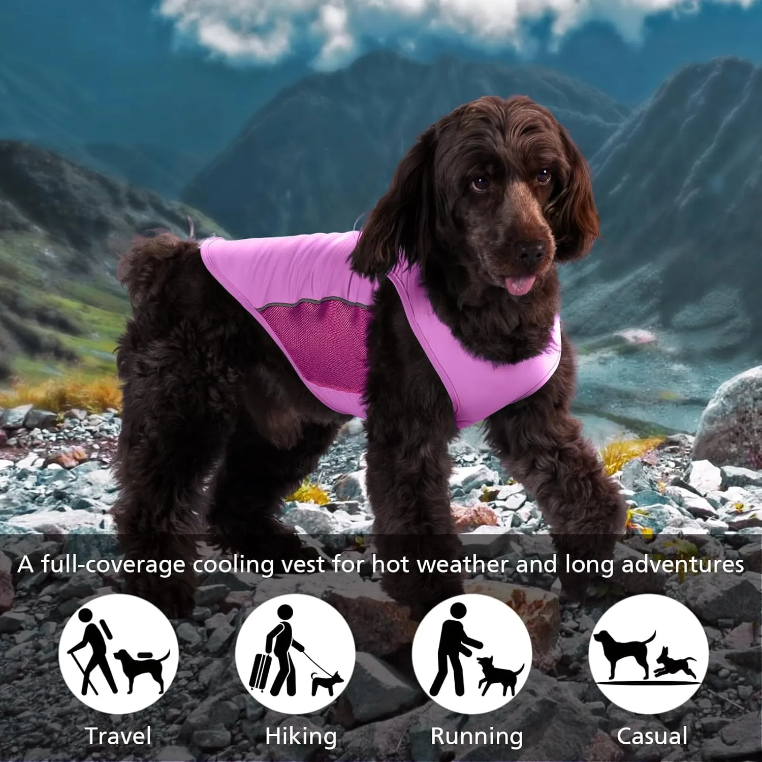 2 Pack UPF 50  Sun Protection Sports Fan Pet T-Shirts, Quick-Dry Soft Clothes for Large Dogs, Tshirts With Reflective Strip Sleeveless Vest Pet Apparel P23ST00504XXXL