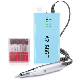 30000RPM Portable Nail Drill Machine, AZ GOGO Professional Rechargeable Electric Efile Nail Drill for Acrylic Gel Nails, Manicure/Pedicure, Polishing, Cuticle - Salon or Home UseBlue