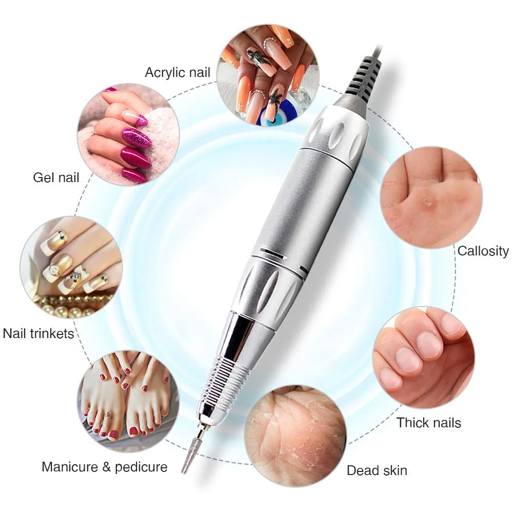 30000RPM Portable Nail Drill Machine, AZ GOGO Professional Rechargeable Electric Efile Nail Drill for Acrylic Gel Nails, Manicure/Pedicure, Polishing, Cuticle - Salon or Home UseBlue