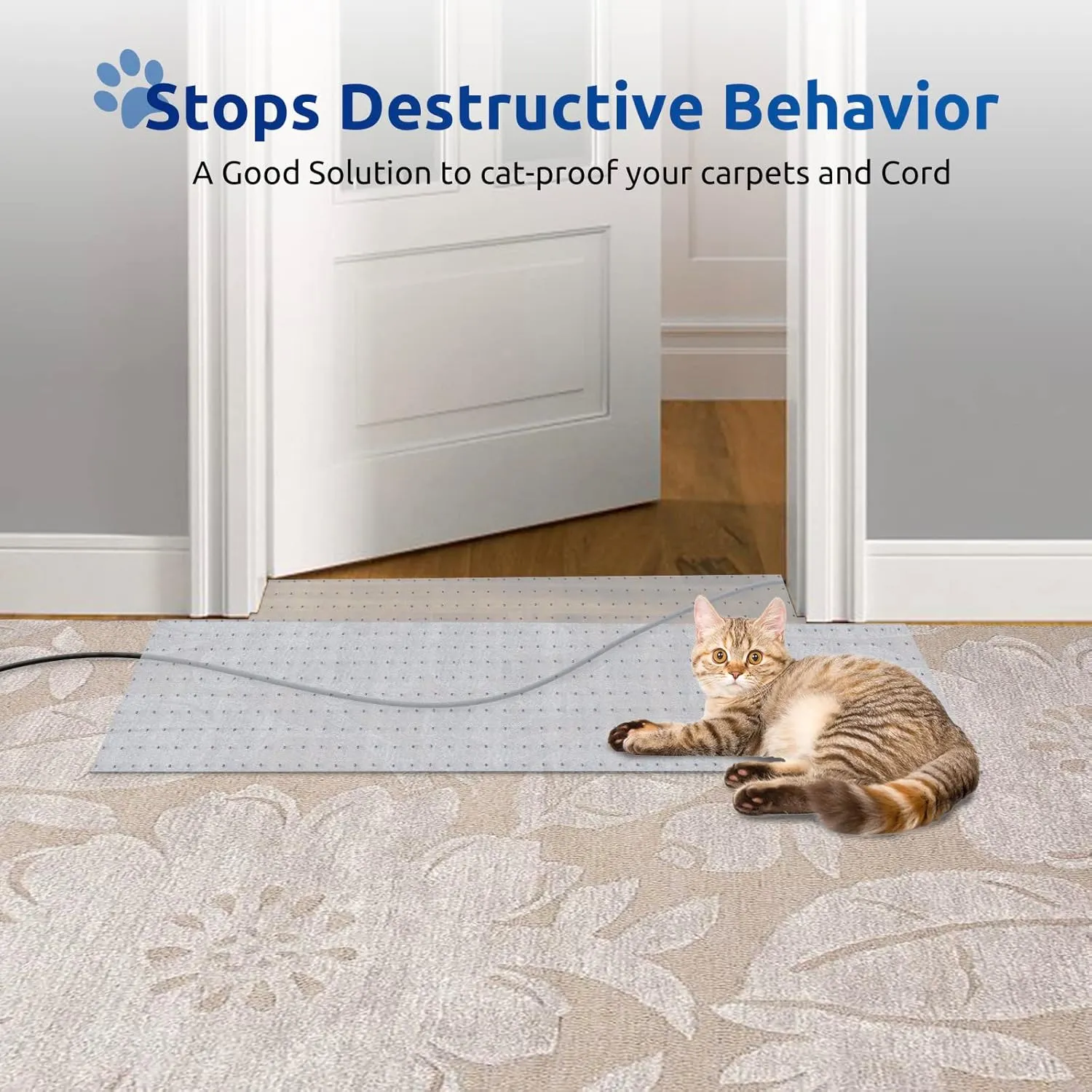 3.6FT Carpet Protector for Cats,Non Slip Cats Scratch Protectors for Pets,Carpet Scratch Stopper from Cat/Dog Scratching with Non-Slip Nail for Doorway Saver DIY Cut