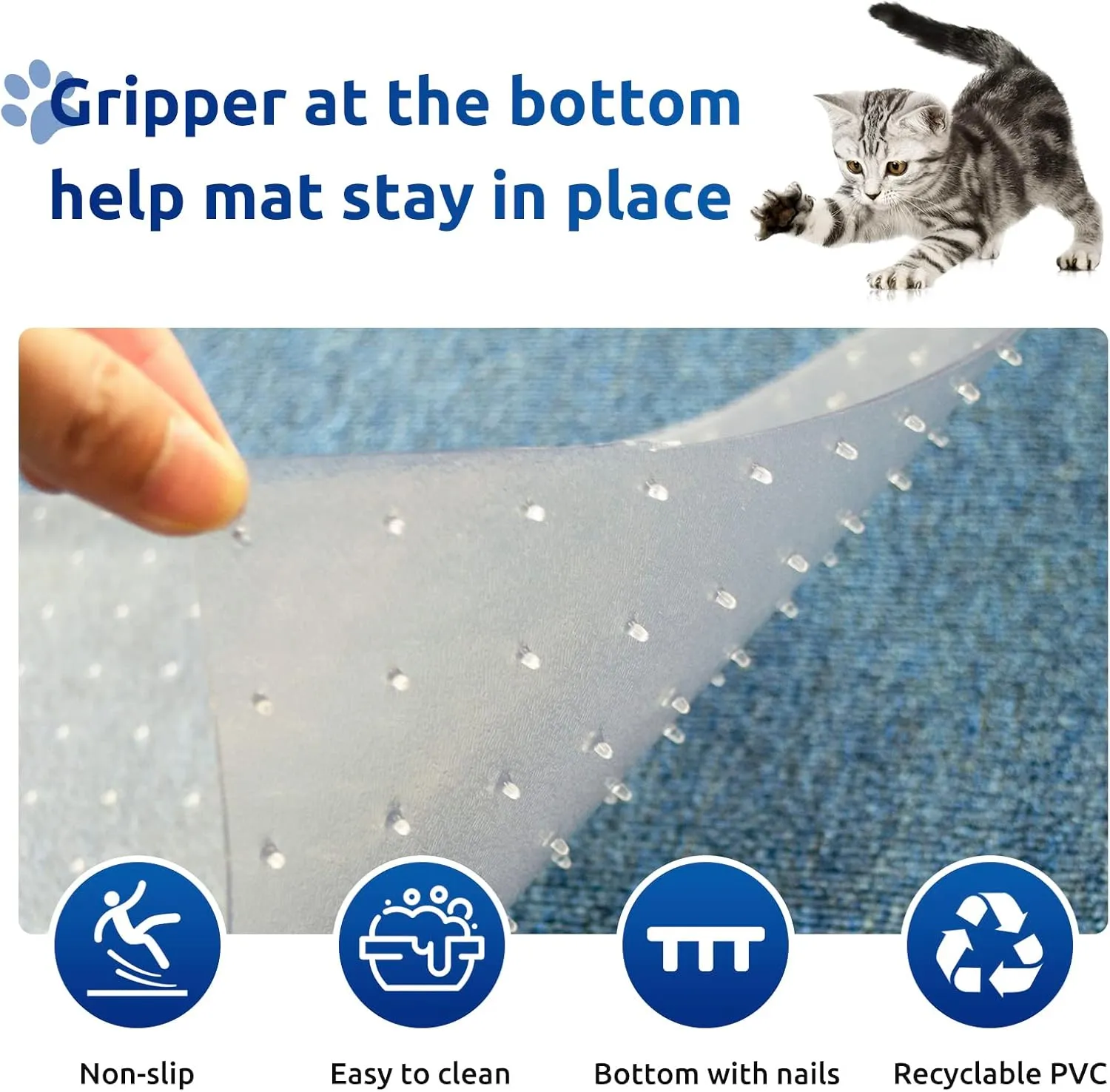 3.6FT Carpet Protector for Cats,Non Slip Cats Scratch Protectors for Pets,Carpet Scratch Stopper from Cat/Dog Scratching with Non-Slip Nail for Doorway Saver DIY Cut