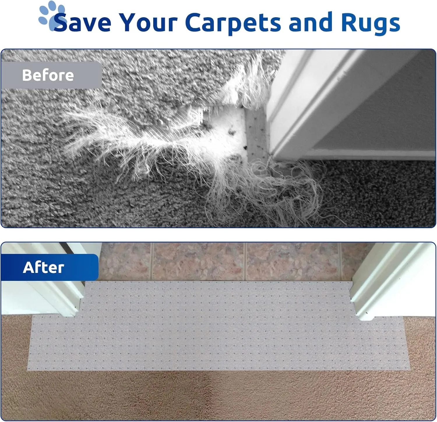 3.6FT Carpet Protector for Cats,Non Slip Cats Scratch Protectors for Pets,Carpet Scratch Stopper from Cat/Dog Scratching with Non-Slip Nail for Doorway Saver DIY Cut