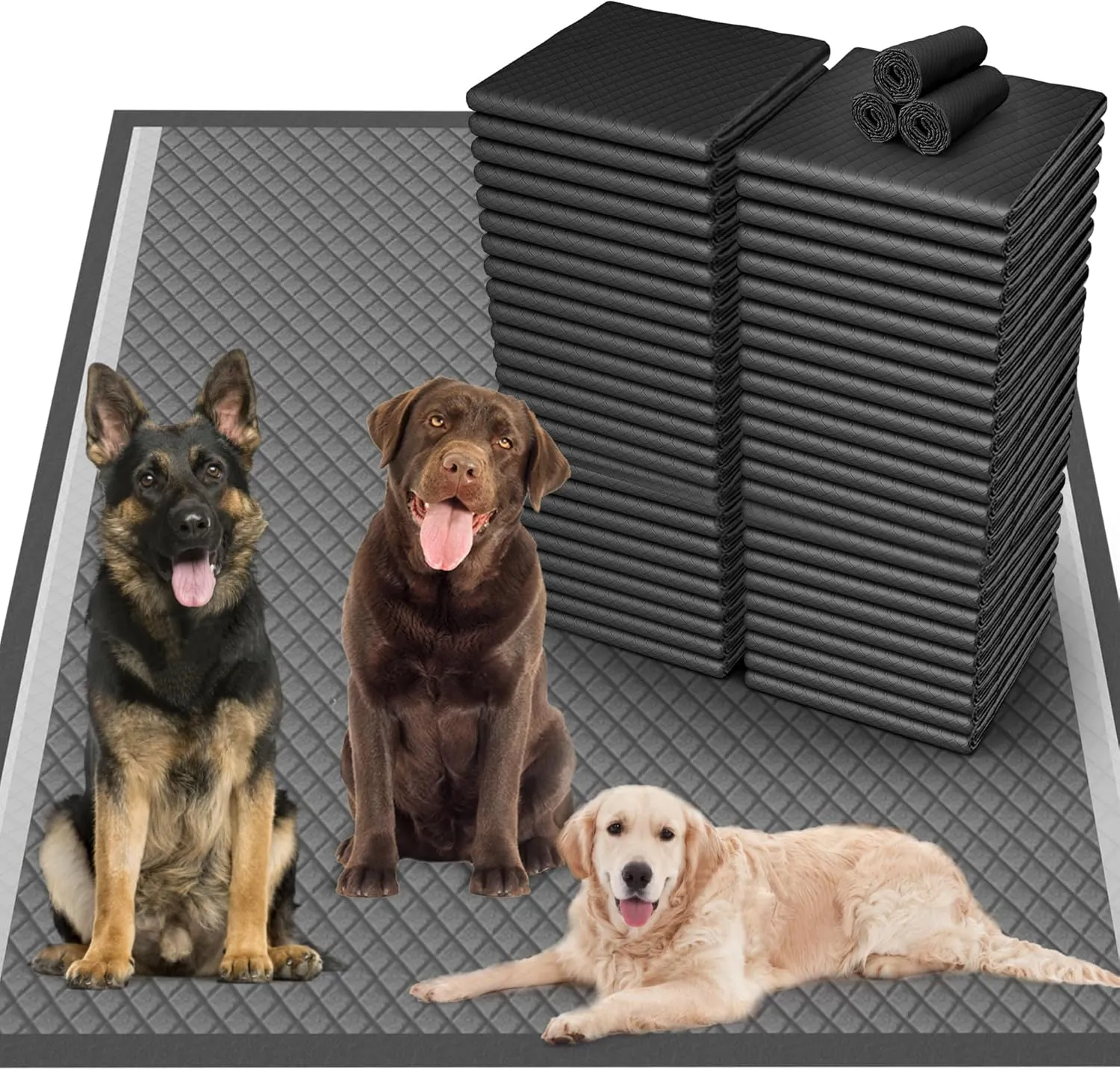 36"x36" Activated Charcoal Pee Pads for Dogs , 50 Count, Extra Large, Super Absorbent, Leakproof and Odor Resistant, Disposable Puppy Pads, Pet Training Pads, Potty Pads