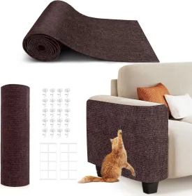 78.7"X15.8" Self-Adhesive Cat Scratching Mat - Durable Couch Protector from Cat Claws, DIY Furniture Protector for Couch, Sofa, Wall & Door - No Residue, Customizable, Safe for Cats (Brown)