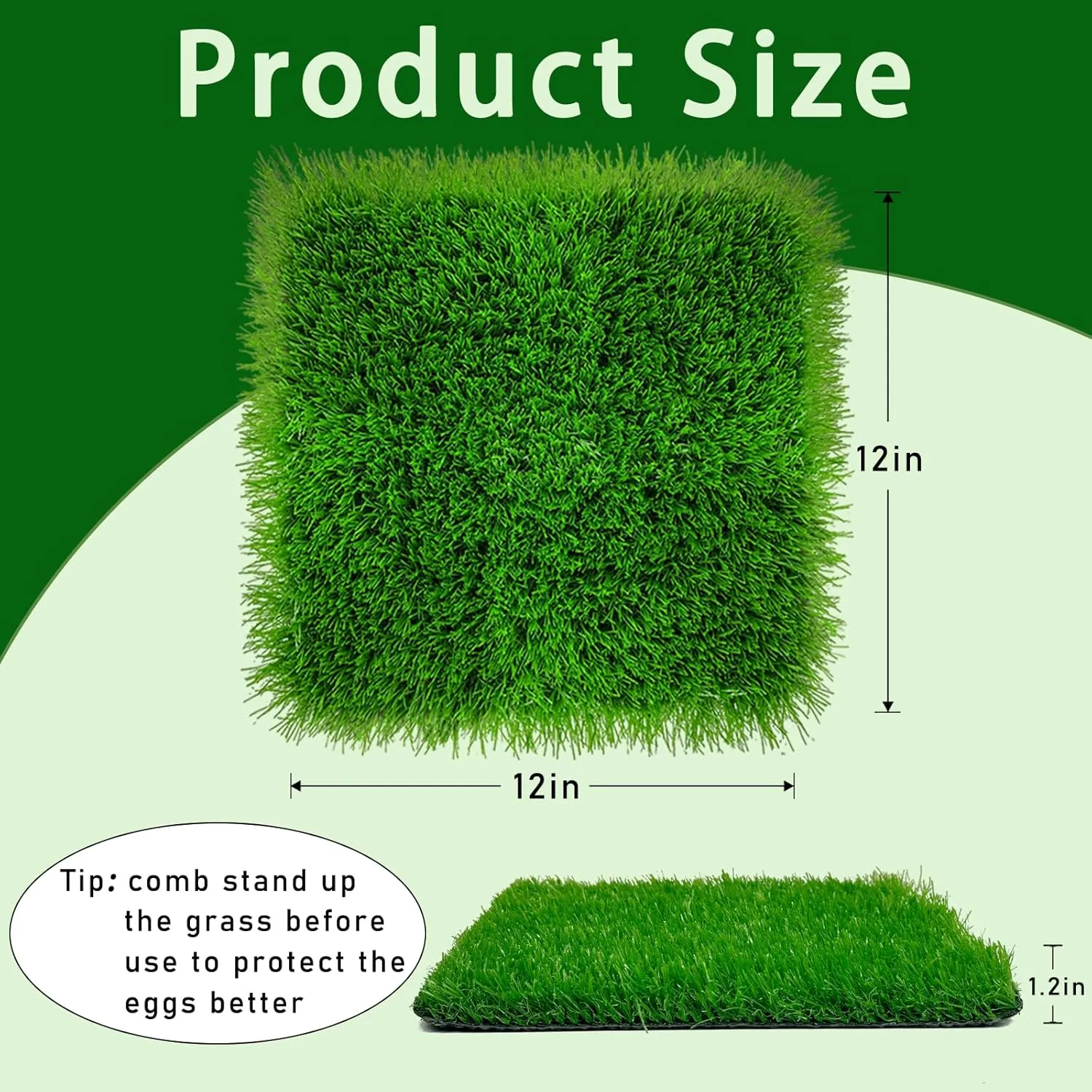 8 Pack Chicken Nesting Pads-1212",Washable Thicken Artificia Grass Nesting Box Liners Pee Pads Reusable Laying Eggs Bedding for Chickens Coop Pet Outdoor Indoor