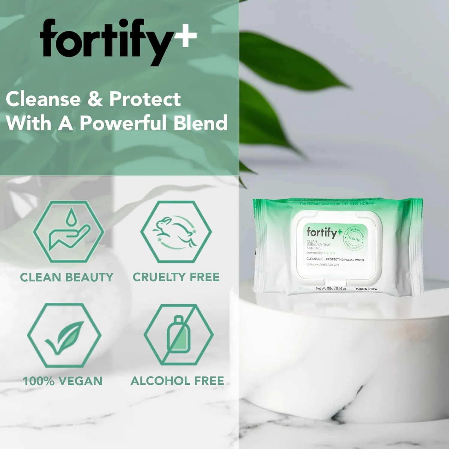 9-in-1 Korean Facial Cleansing Wipes with Zeolite - Natural Germ-Fighting & Hydrating - Protecting & Refreshing - Clean Beauty Face Wipes - 30 Count