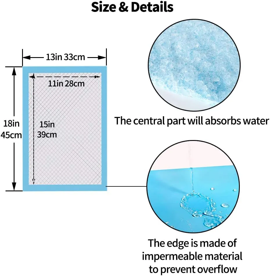 Amakunft Rabbit Pee Pads, Pet Toilet/ Potty Training Pads, Super Absorbent Guinea Pig Disposable Diaper for Hedgehog, Hamster, Chinchilla, Cat, Reptile and Other Small Animal (20pcs-18 x13, Blue)