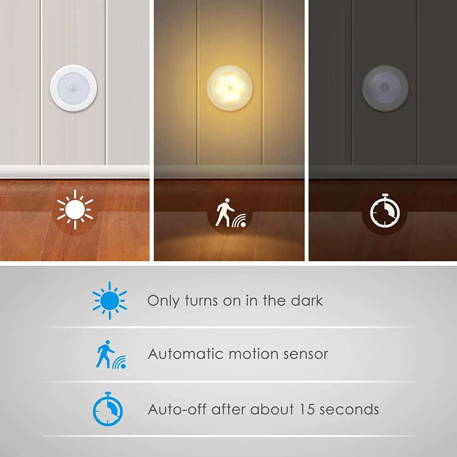 AMIR Upgraded 3.15 Motion Sensor Light Indoor, Cordless Battery Powered Stick on LED Night Lights for Closet, Stair, Under Cabinet, Hallway, Kitchen (Warm White - Pack of 6)