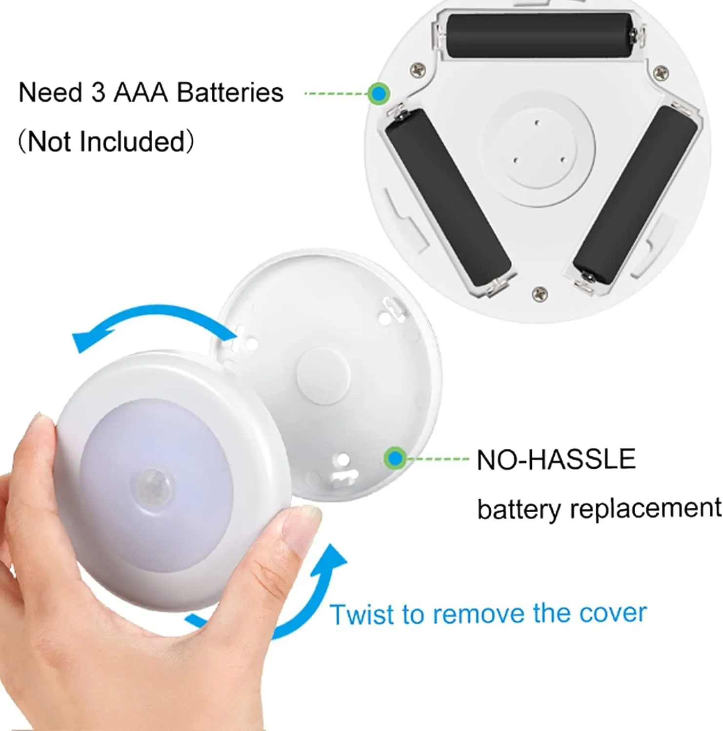 AMIR Upgraded 3.15 Motion Sensor Light Indoor, Cordless Battery Powered Stick on LED Night Lights for Closet, Stair, Under Cabinet, Hallway, Kitchen (Warm White - Pack of 6)