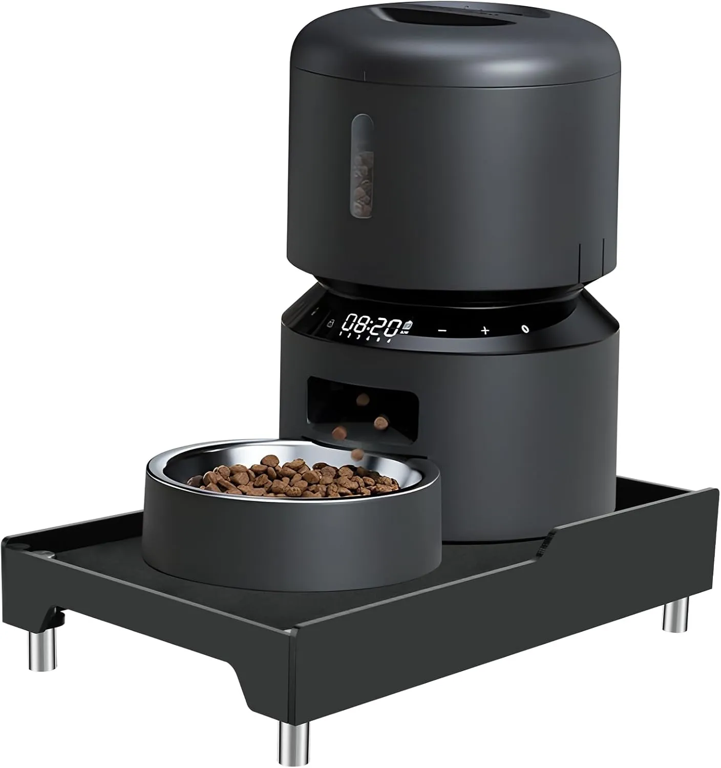 Beautyflier Raised Dog Feeder Stand Elevated Holder for Automatic Cat & Dog Feeders Pet Water Bowl Dispenser Stand Adjustable Fits Small Jugs Holds 5KG, Black (Holder ONLY)