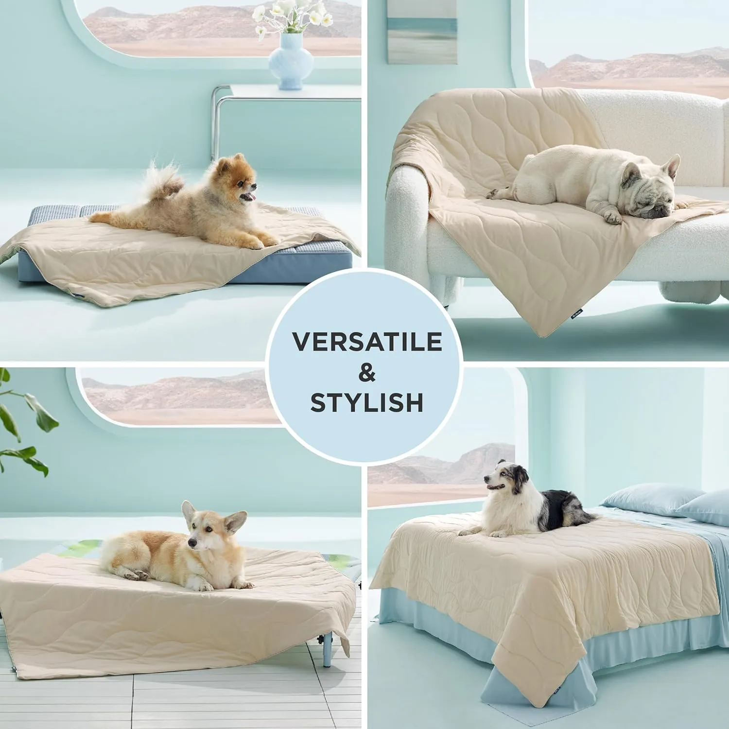 Bedsure Premium Cooling Blanket for Medium Dog - Q-MAX>0.5, Breathable Summer Washable Cold Pet Throw Blanket, Soft Durable Self Cooling Cat Mat for Hot Weather, Gentle Cream, 30x40