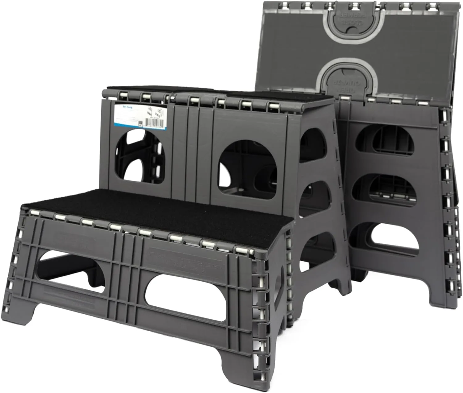 Bee Neat 2 Step Folding Dog Stairs & Ramp for Your Pet - Indoor Outdoor Foldable Pet Stairs for High Bed, Car, SUV  Collapsible Step Stool Ladder Supports 300lbs  New Carpeted Design