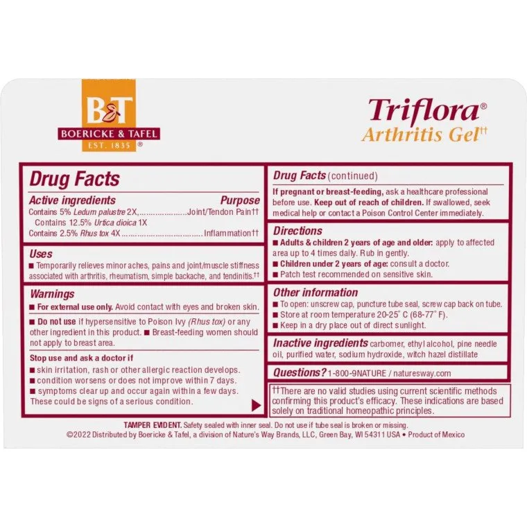 Boericke & Tafel Triflora Arthritis Gel 2.75 oz Gel