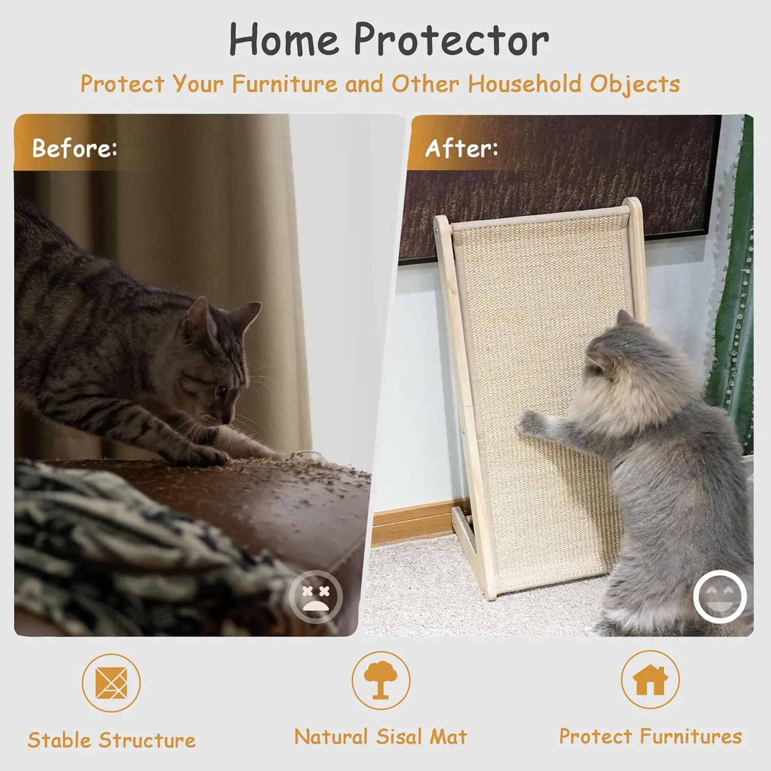 Cat Scratcher, L Shape Scratcher for Indoor Cats, Sisal Scratching Borad, Protecting Furniture Cat Scratch Pad, Cat Scratching with Catnip, Large