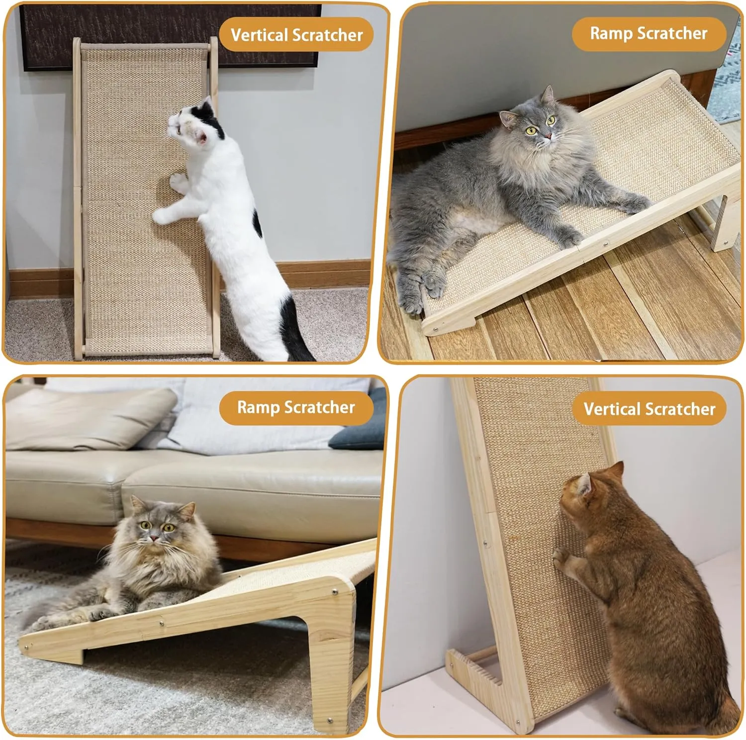 Cat Scratcher, L Shape Scratcher for Indoor Cats, Sisal Scratching Borad, Protecting Furniture Cat Scratch Pad, Cat Scratching with Catnip, Large