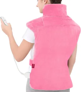 Comfytemp Heating Pad for Back Pain Relief, Birthday Gifts for Women Men, 22"x33" XXL Weighted Electric Neck and Shoulders Heat Pad, 2H Auto-Off, Large Full Back Heated Wrap, Washable, Pink