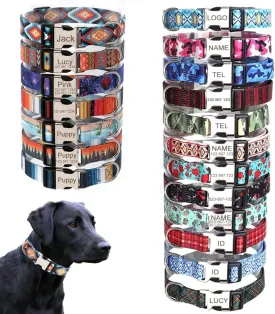 Custom Dog Collar for Girls Boys,Colorful Soft Personalized Cat Collar with Free Engraved ID Name Tag Phone Number Plate,Customized Metal Buckle Adjustable for Small Medium Large Breed