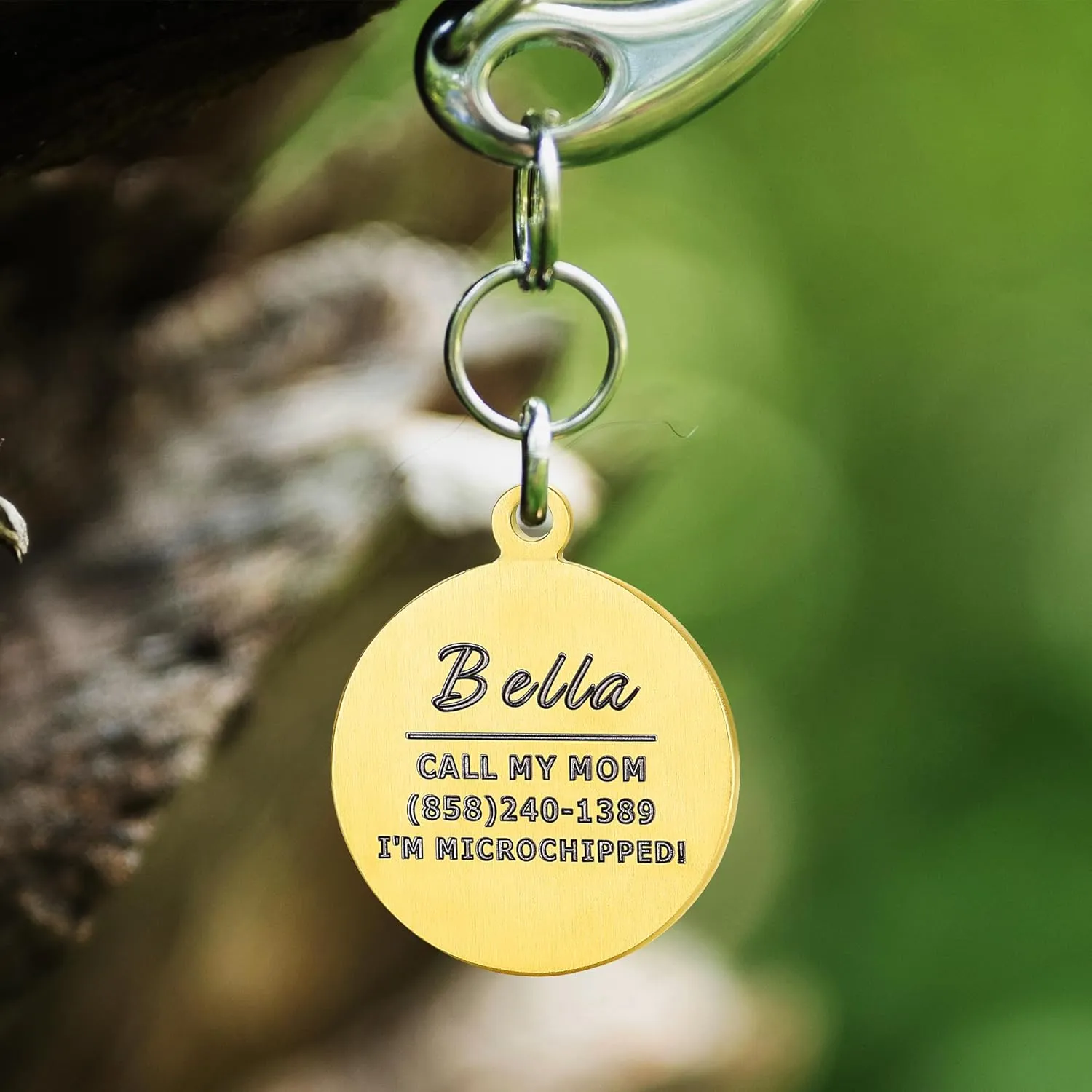 Custom Engraved Pet ID Charm Tag Jewelry  Made in USA Heavy Duty Embossed High-Relief Personalized Dog Identification Tags - 1" -PVD Rose Gold/Flower