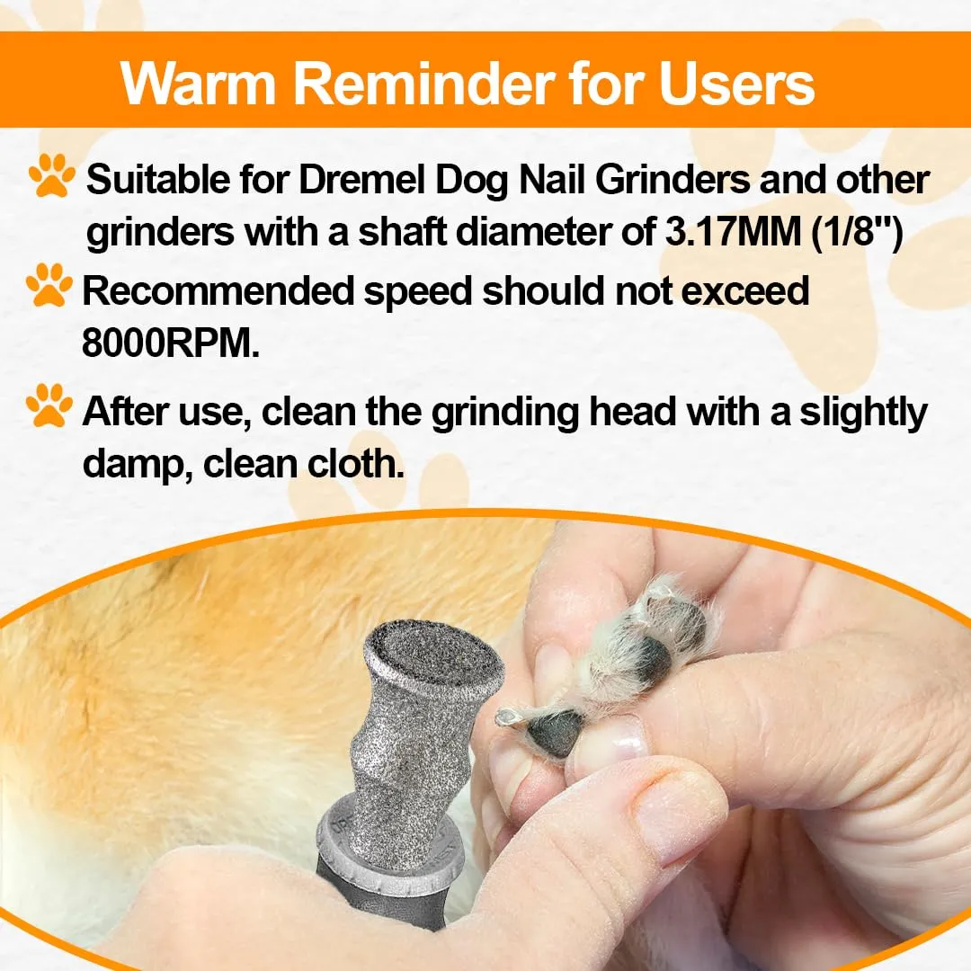 Diamond Rotary Pet Nail Grinder Replacement Heads Dog Nail Grinder Bit-BGTEC 2PCS 1/8" Diamond Replaceable Tip for Pet Claw Grooming(D)