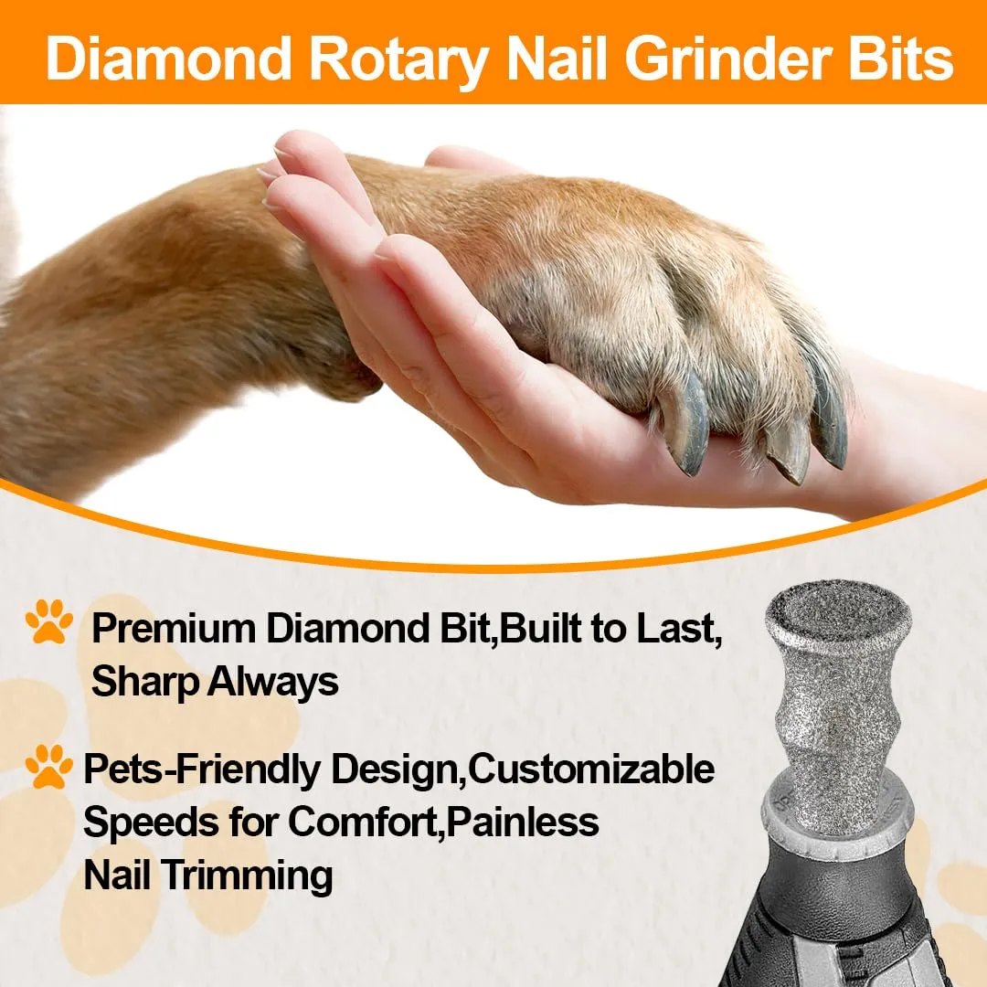 Diamond Rotary Pet Nail Grinder Replacement Heads Dog Nail Grinder Bit-BGTEC 2PCS 1/8" Diamond Replaceable Tip for Pet Claw Grooming(D)