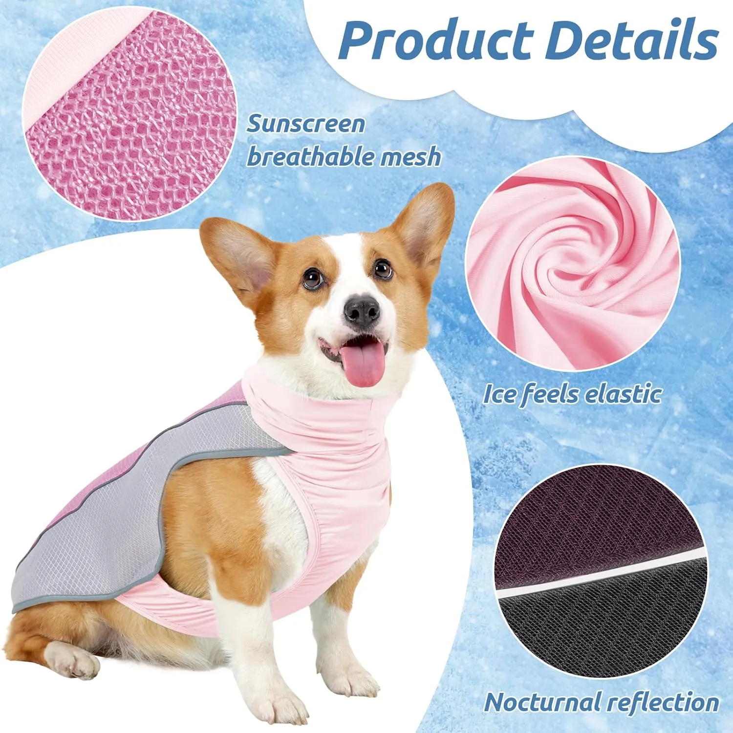 Dog Cooling Vest for Summer, Breathable Mesh Cooling Shirt Jacket for Dogs Summer Heat Relief, Lightweight Cooling Dog Harness Pet Cooler Suit for Outdoor Hiking Walking Hot Weather(Pink S)