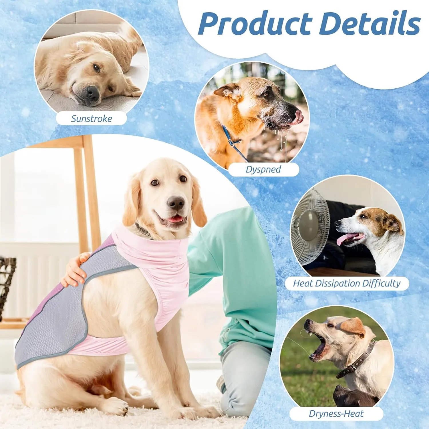 Dog Cooling Vest for Summer, Breathable Mesh Cooling Shirt Jacket for Dogs Summer Heat Relief, Lightweight Cooling Dog Harness Pet Cooler Suit for Outdoor Hiking Walking Hot Weather(Pink S)