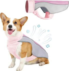Dog Cooling Vest for Summer, Breathable Mesh Cooling Shirt Jacket for Dogs Summer Heat Relief, Lightweight Cooling Dog Harness Pet Cooler Suit for Outdoor Hiking Walking Hot Weather(Pink S)