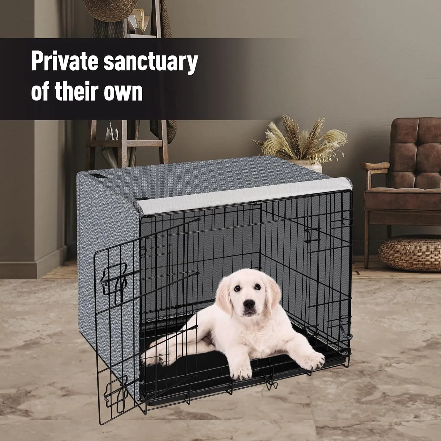 Dog Crate Cover for Wire Cages 24 Inch Indoor Breathable Polyester Pet Kennel Cover Machine Wash & Dry Double Door Small (Cover Only)