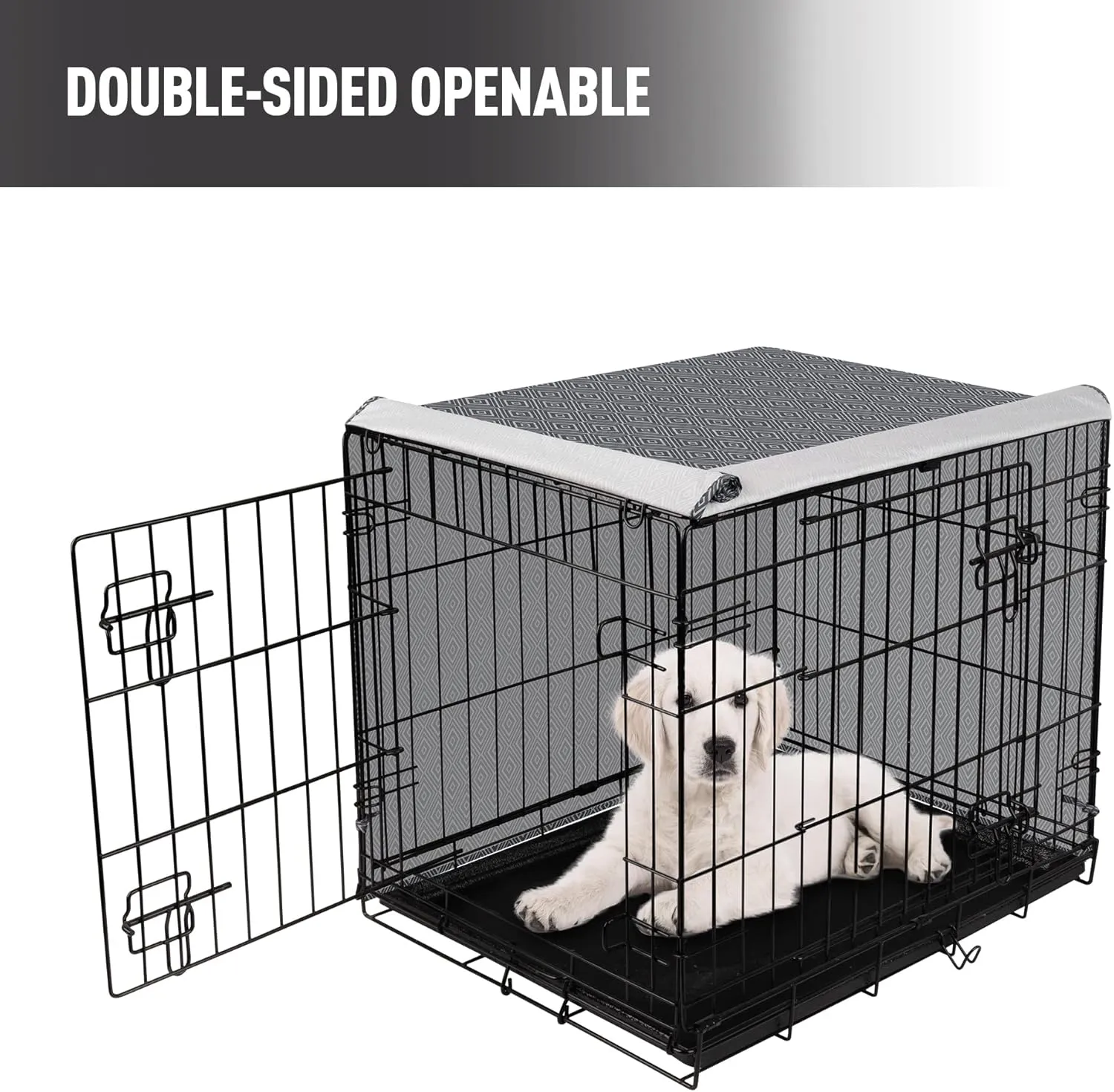 Dog Crate Cover for Wire Cages 24 Inch Indoor Breathable Polyester Pet Kennel Cover Machine Wash & Dry Double Door Small (Cover Only)