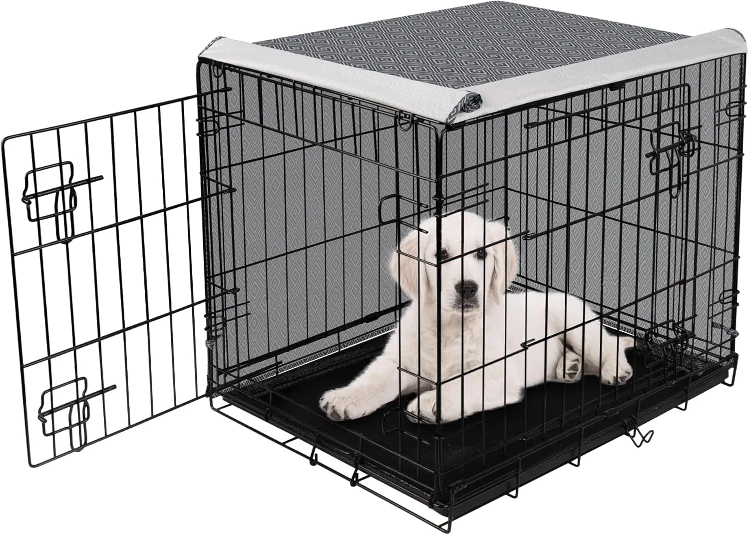 Dog Crate Cover for Wire Cages 24 Inch Indoor Breathable Polyester Pet Kennel Cover Machine Wash & Dry Double Door Small (Cover Only)