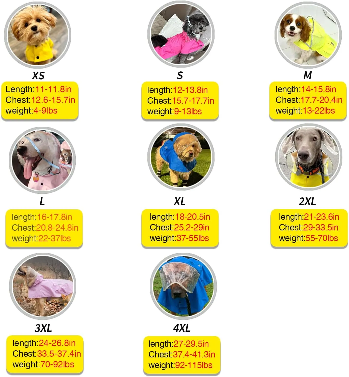 Dog Raincoat,Waterproof Rain Poncho with Hoodie, High Reflective Adjustable Pet Rain Jacket with Leash Hole for Small Medium and Large Dogs (Yellow, Medium)