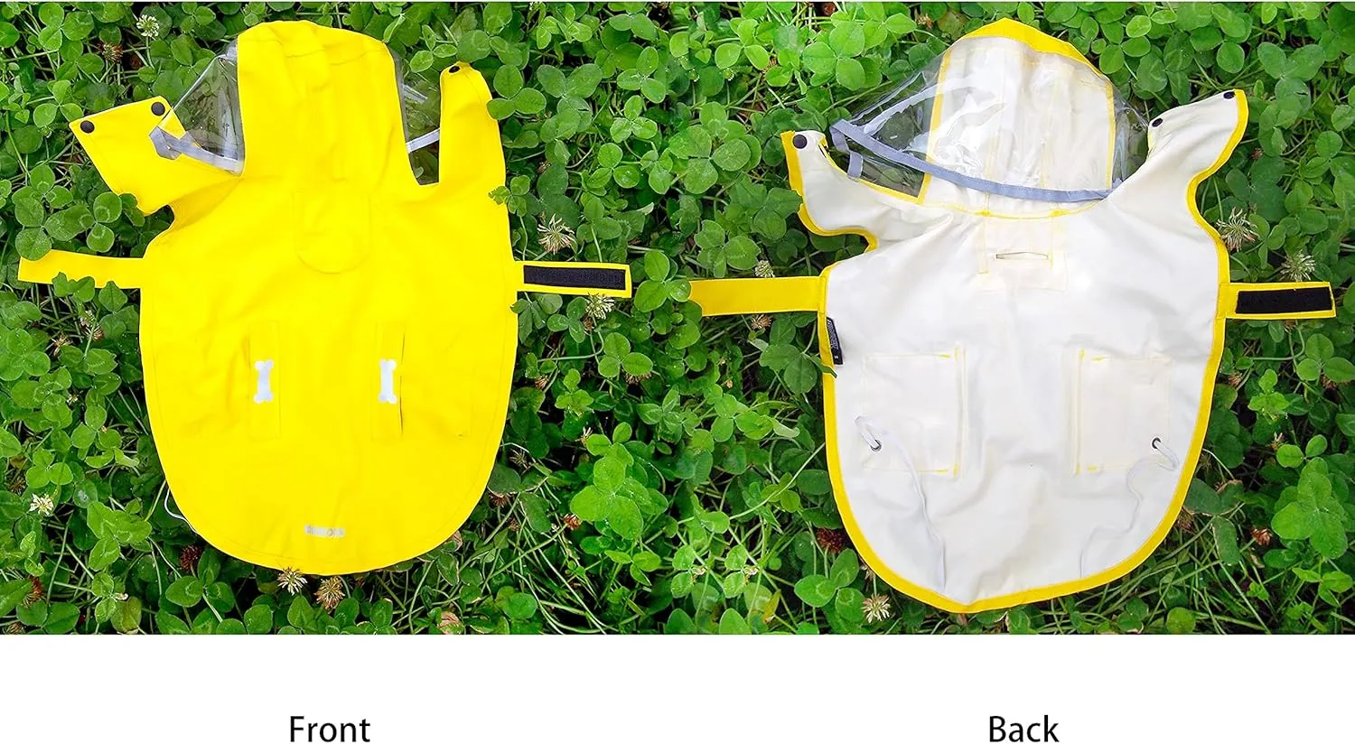 Dog Raincoat,Waterproof Rain Poncho with Hoodie, High Reflective Adjustable Pet Rain Jacket with Leash Hole for Small Medium and Large Dogs (Yellow, Medium)