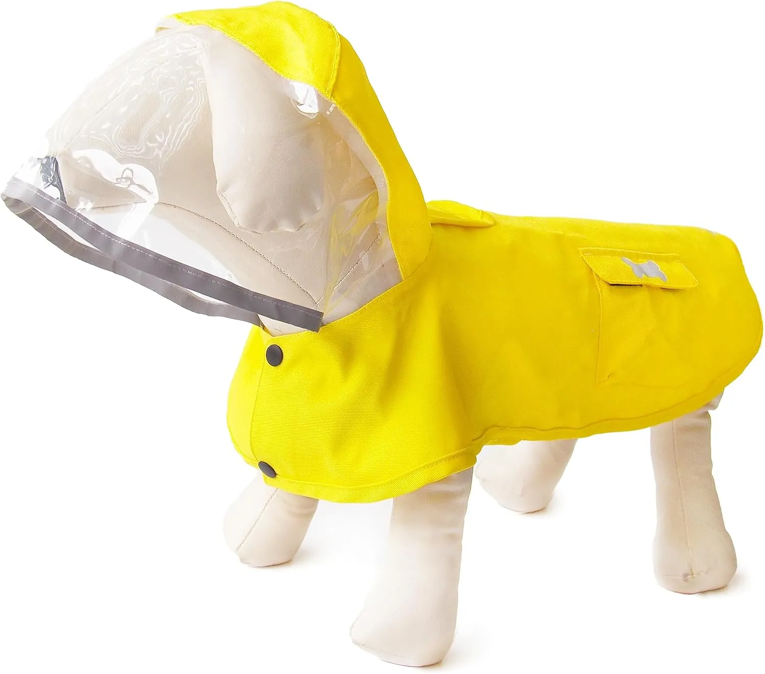 Dog Raincoat,Waterproof Rain Poncho with Hoodie, High Reflective Adjustable Pet Rain Jacket with Leash Hole for Small Medium and Large Dogs (Yellow, Medium)