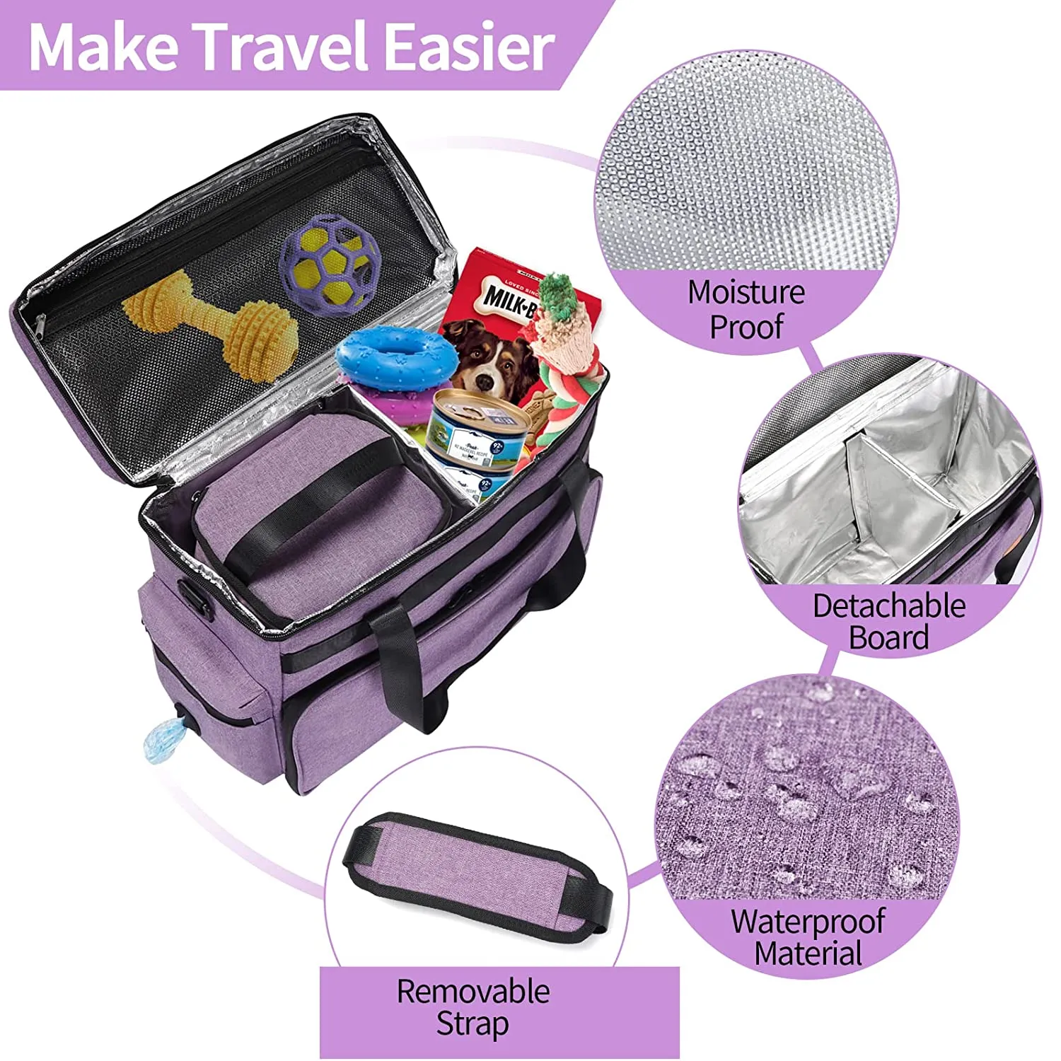 Dog Travel Bag for Supplies  Airline Approved Pet Bag Organizer