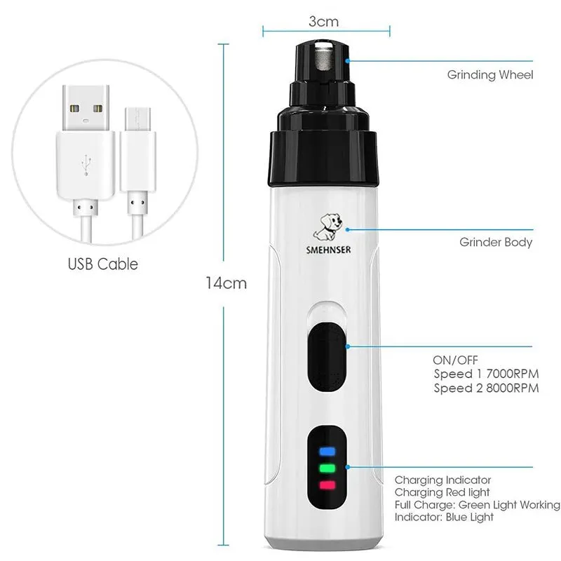 Electric Dog Cat Nail Clippers, Quiet Trimmer Grinder for Small Large Cats Dogs Breed