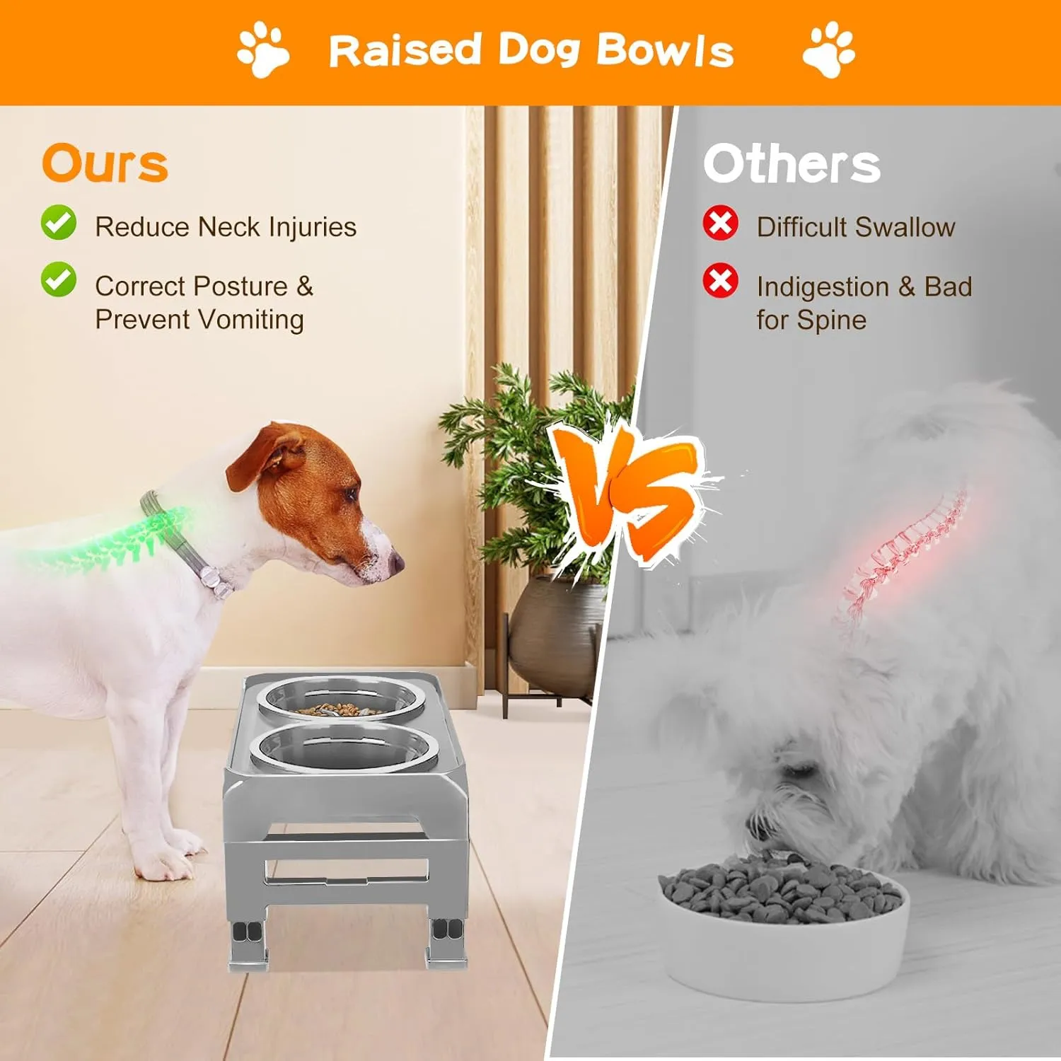 Elevated Dog Bowls 2-in-1 Slow Feeder Dog Food Bowls for Small Medium Dogs 3 Height Adjustable Raised Dog Bowl Stand Non-Slip Dog Feeder Adjusts to 2.75", 6", 7.5", Grey