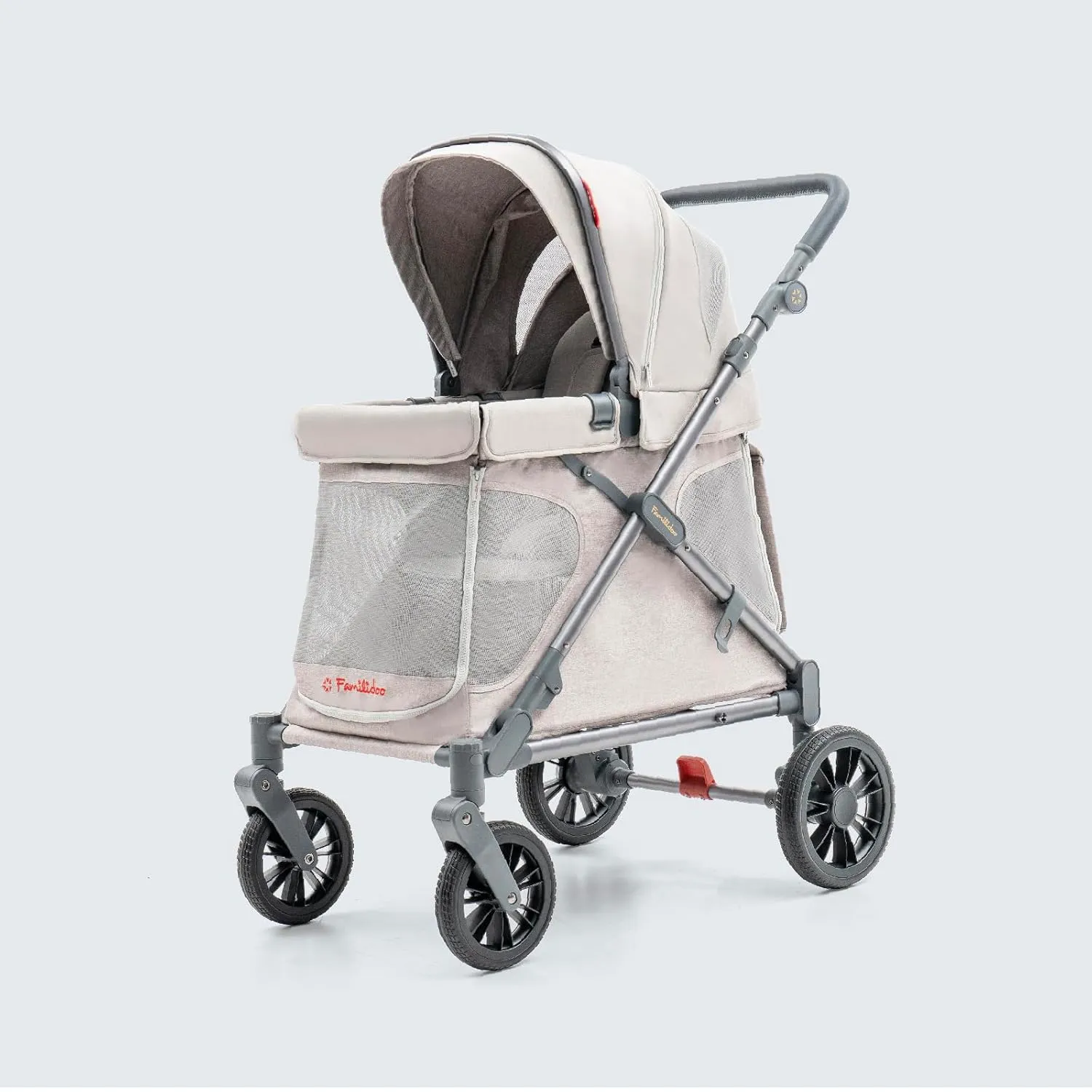 Familidoo Q1 Multi-Use Kids Wagon Stroller  Foldable, Lightweight & All-Terrain for Kids & Pets  5-Point Safety Harness, Rain Cover & Compact Travel Design  Supports Up to 132 lbs (Ash Rose)