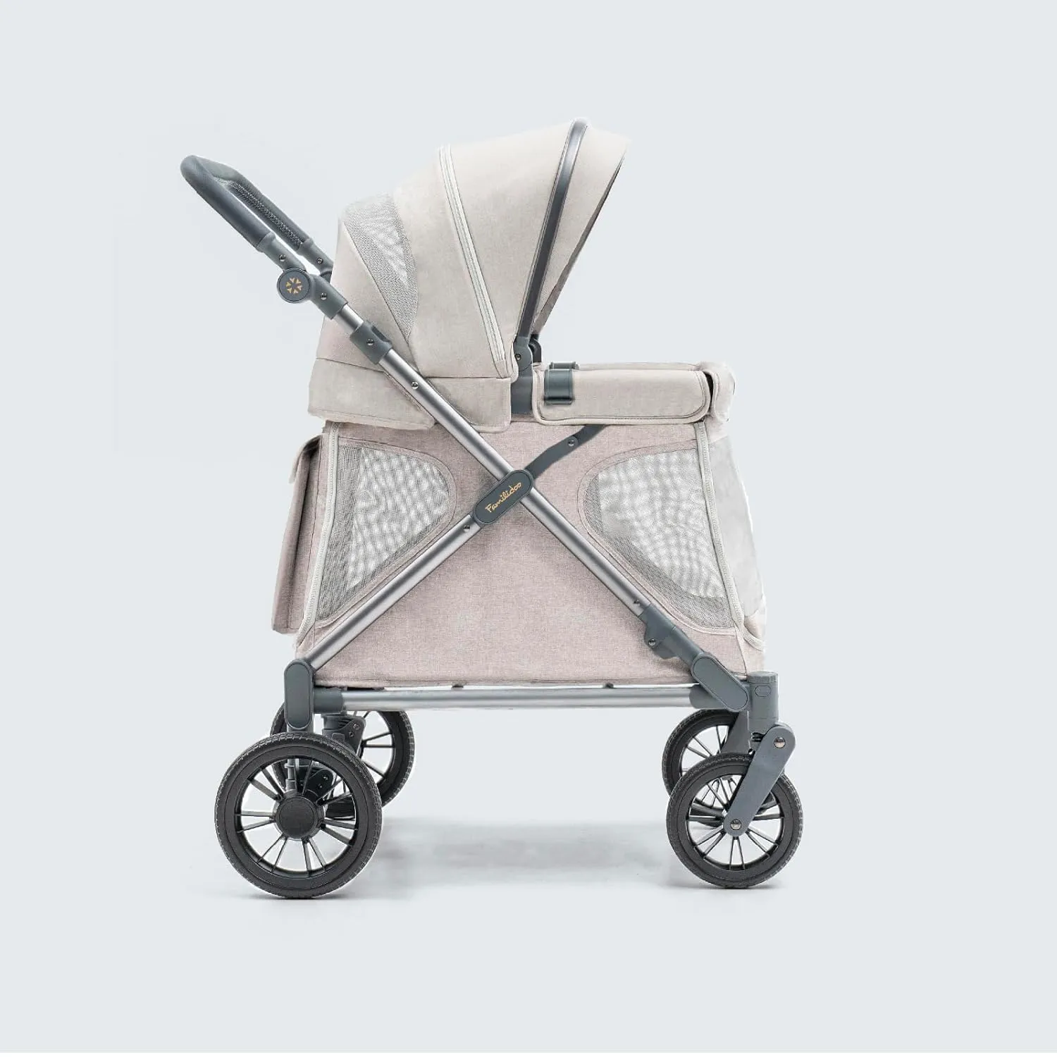 Familidoo Q1 Multi-Use Kids Wagon Stroller  Foldable, Lightweight & All-Terrain for Kids & Pets  5-Point Safety Harness, Rain Cover & Compact Travel Design  Supports Up to 132 lbs (Ash Rose)