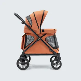 Familidoo Q1 Multi-Use Kids Wagon Stroller  Foldable, Lightweight & All-Terrain for Kids & Pets  5-Point Safety Harness, Rain Cover & Compact Travel Design  Supports Up to 132 lbs (Burnt Orange)