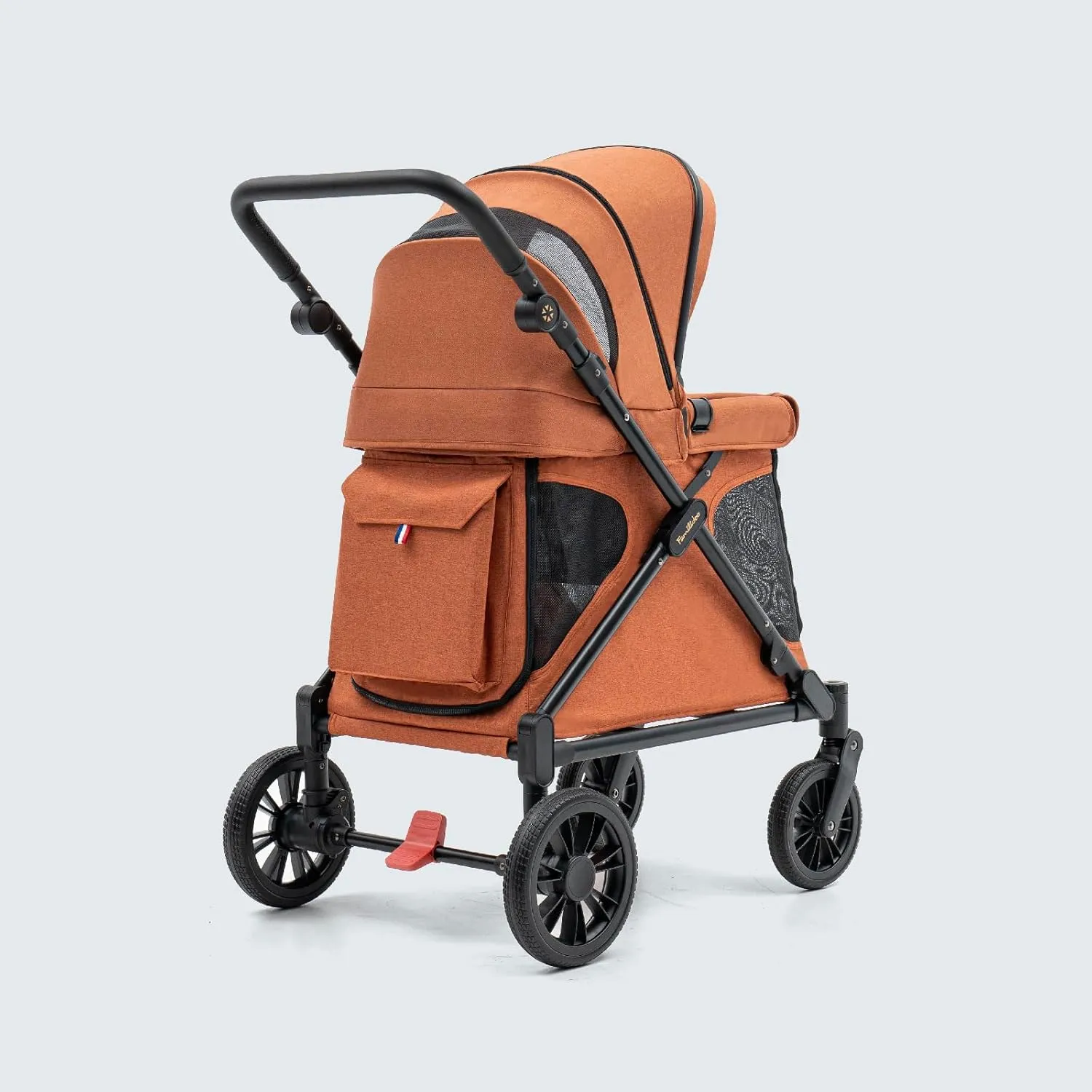 Familidoo Q1 Multi-Use Kids Wagon Stroller  Foldable, Lightweight & All-Terrain for Kids & Pets  5-Point Safety Harness, Rain Cover & Compact Travel Design  Supports Up to 132 lbs (Burnt Orange)