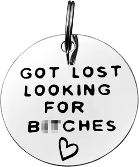 Funny Pet Tag Stainless Steel Pet Tags Pet Keyring Dog Collar Tag Funny Dog Tag Pet Keychain Pet Tags Gifts for Dogs & Cats