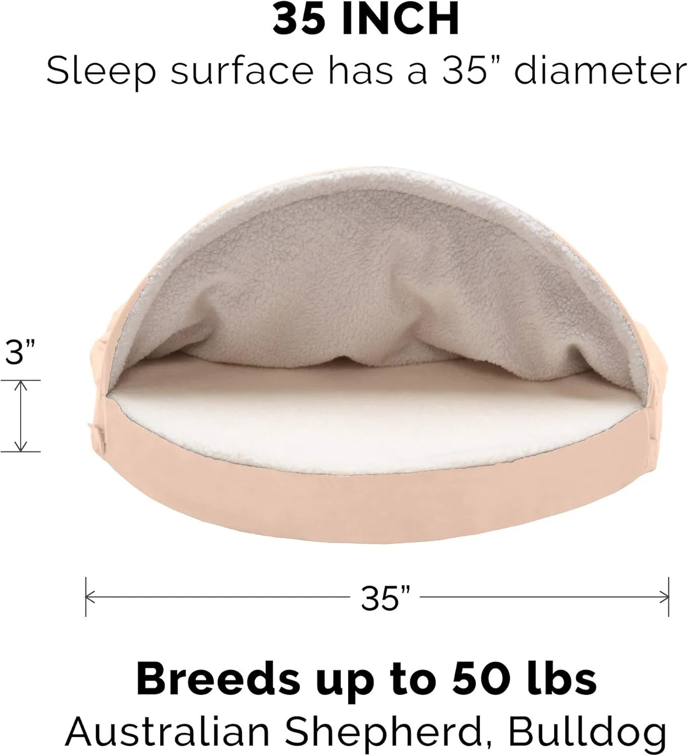 Furhaven 35" Round Memory Foam Dog Bed for Large/Medium Dogs w/ Removable Washable Cover, For Dogs Up to 50 lbs - Sherpa & Suede Snuggery - Cream, 35-inch
