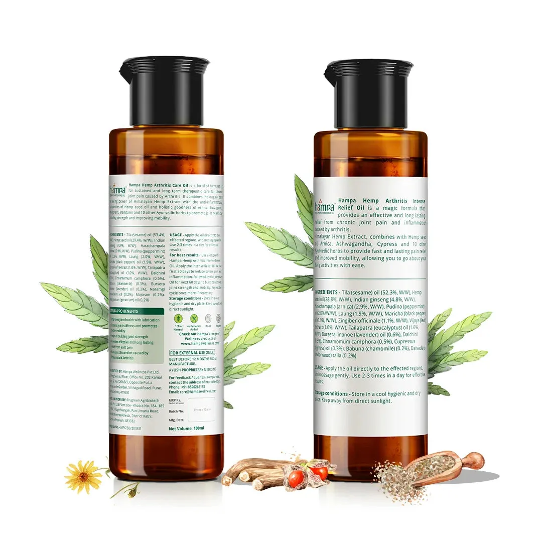 Hampa Hemp Arthritis Intense Relief Oil 50ml   Hampa Hemp Arthritis Care Oil 100ml