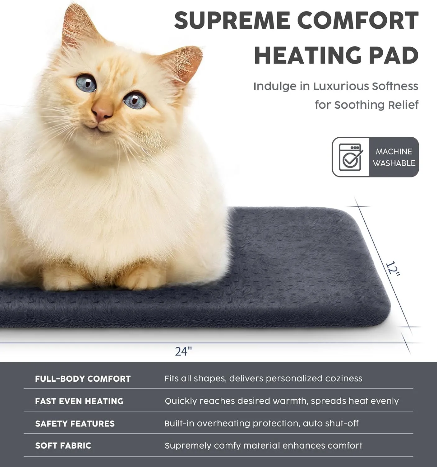 Heating Pad for Back Pain & Cramps - Electric Heating Pads for Neck, Shoulder, Fathers Mothers Day Gifts for Women, Men, Dad, Mom, Auto-Off,Machine Washable, Moist Dry Heat Options, Extra Large 12x24