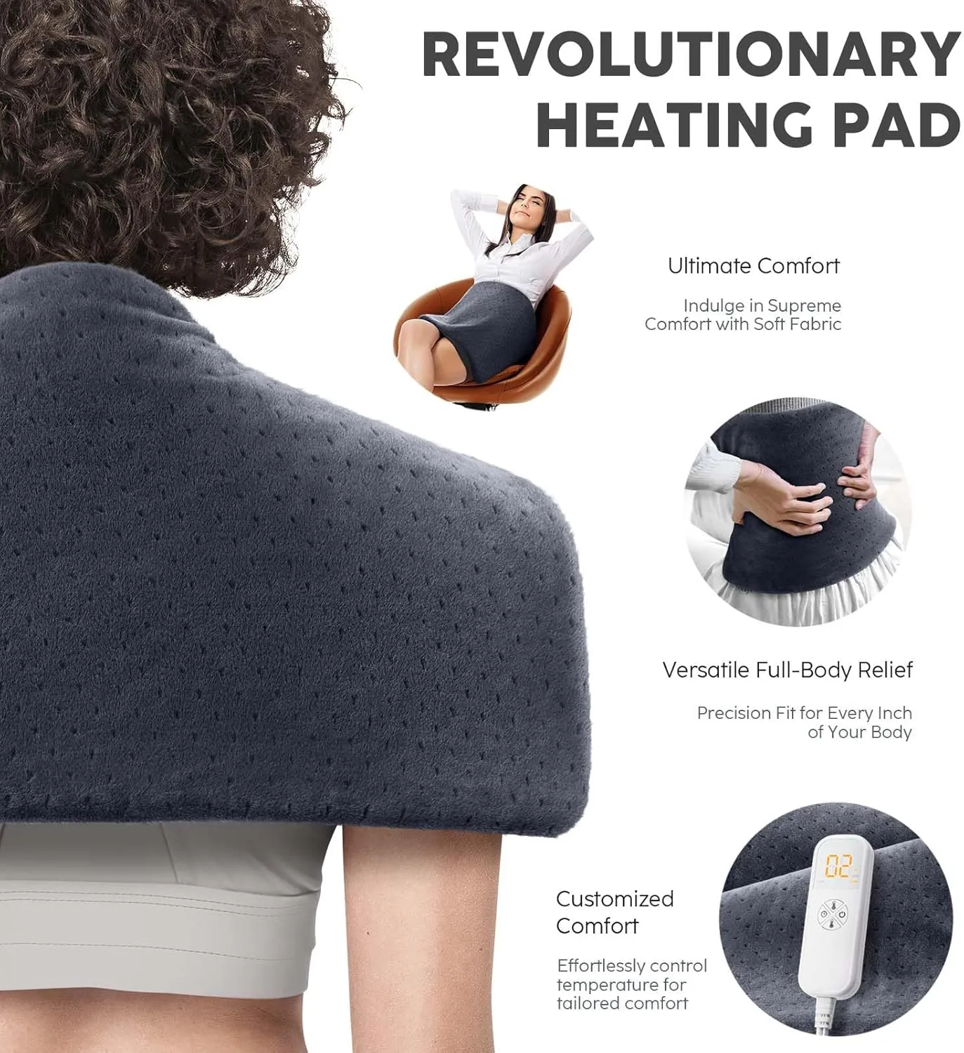 Heating Pad for Back Pain & Cramps - Electric Heating Pads for Neck, Shoulder, Fathers Mothers Day Gifts for Women, Men, Dad, Mom, Auto-Off,Machine Washable, Moist Dry Heat Options, Extra Large 12x24